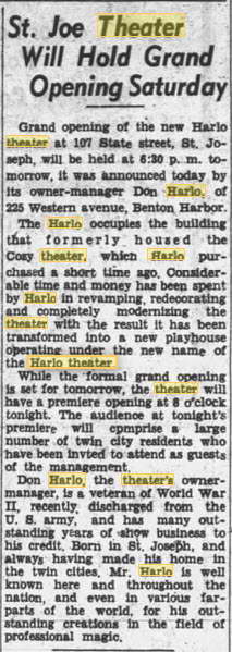 Harlo Theater - 20 Oct 1944 Article (newer photo)